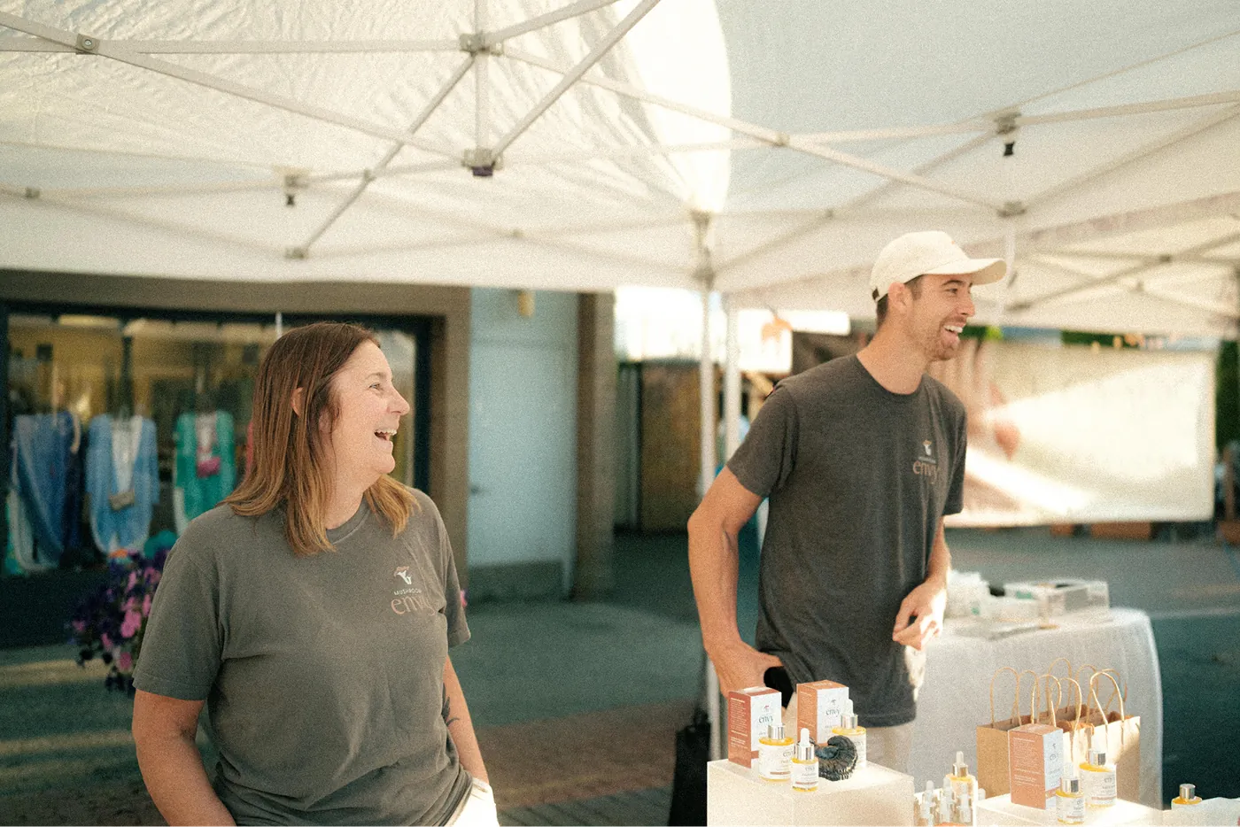 Angele and her son Ryan at a market in Victoria, BC